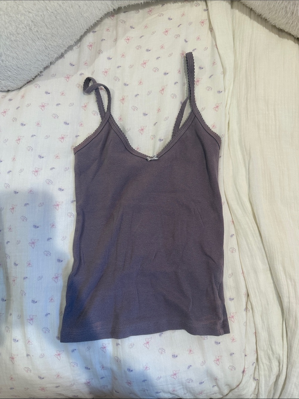 Aritzia Dusty Purple Ribbed V-Neck Cami